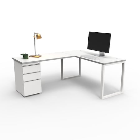 We'Re It Connect It L-Shaped Desk, 77 in D X 30 in H, 66 in W X Thermally Fused Laminate DI66304824L1BBF-WH-459